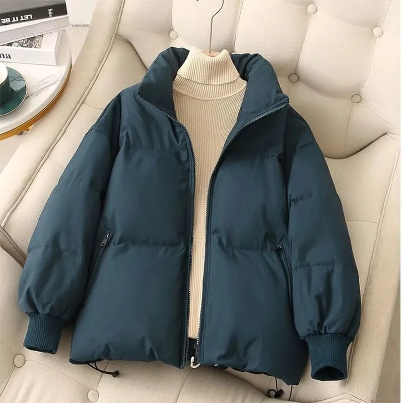 2023 New Winter Short Parka Women Korean Style Stand Collar Loose Warm Jacket Ladies Fashion Thicken Down Bread Service Woman