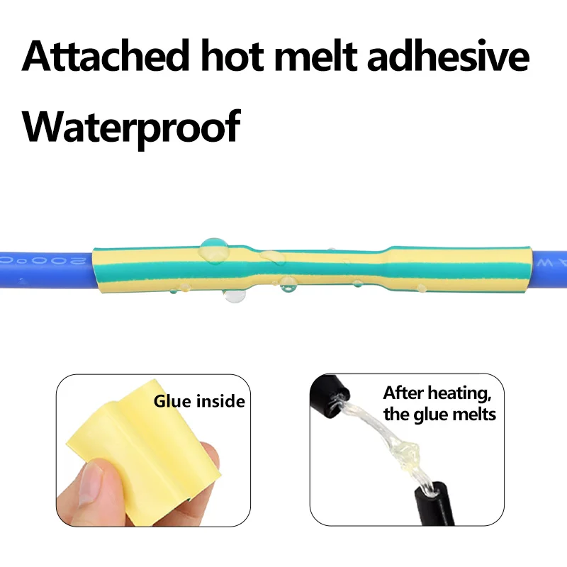 Yellow-Green 3:1 Heat Shrink Tube With Glue 1.6mm - 50mm Dual Wall Adhesive Lined Polyolefin Shrinkin ﻿Wrap Cable Protect Sleeve - view 5