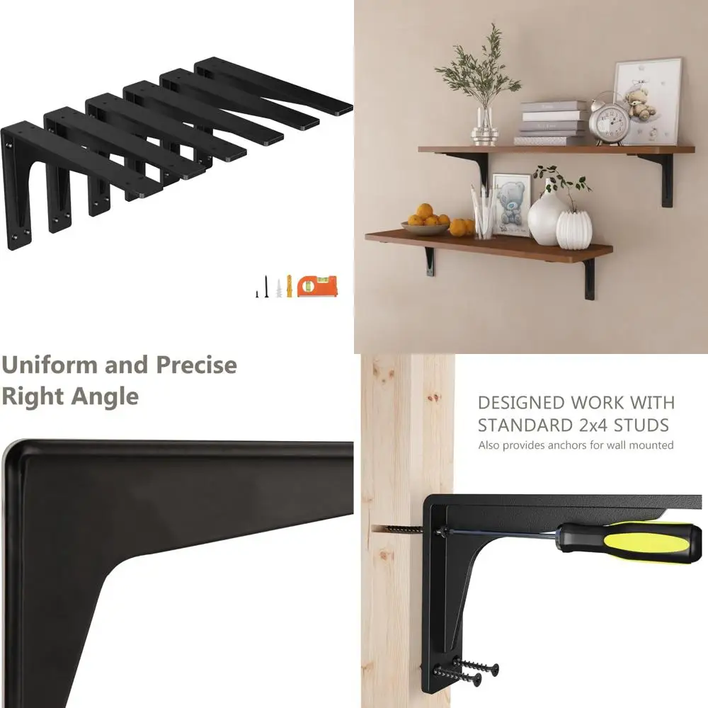 

Сверхмощные 12-дюймовые металлические кронштейны для полки для каминной каминной столешницы, хранения в гараже — настенное крепление премиум-класса, прочная и долговечная
