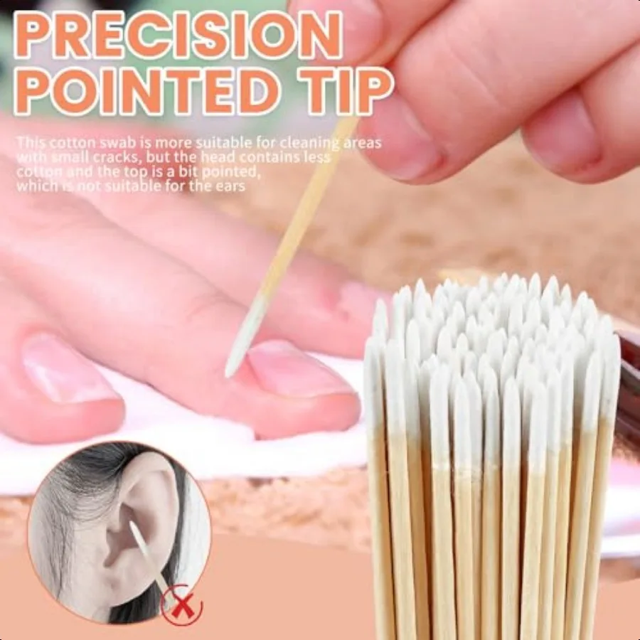 1600PCS Precision Microblading Cotton Swabs 4 inch Pointed Cotton Swab  Cotton Sticks for Makeup Cleaning Nail Polish Eyebrow T