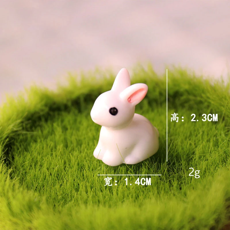 Little White Rabbit Micro Landscape Miniature Figurines Animal Resin Ornament DIY Accessories Home Decoration