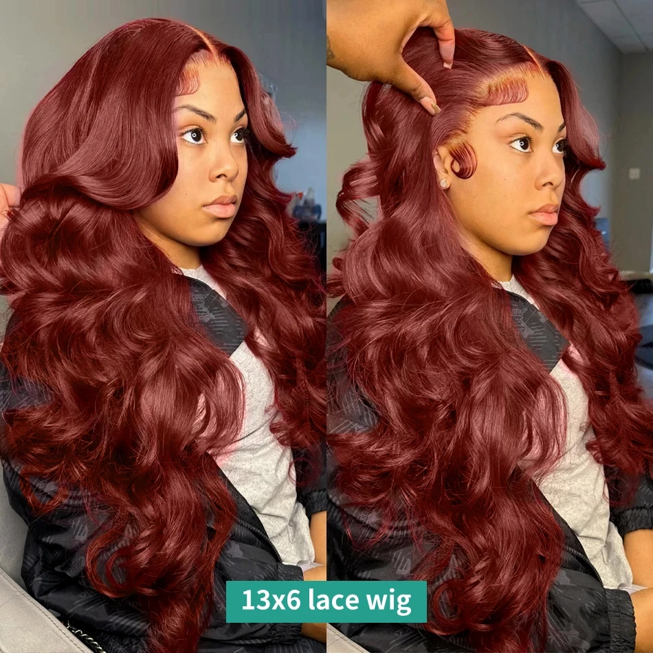 Reddish Brown Body Wave 13X6 Lace Frontal Human Hair Wigs Colored 30 Inch Front Wig Human Hair For Women