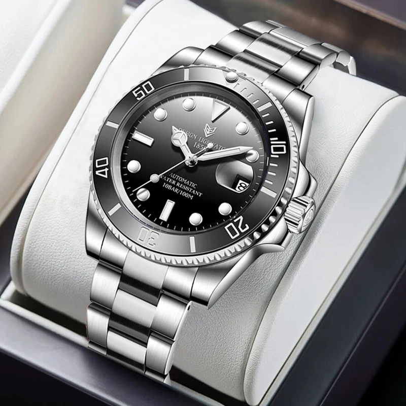 

LIGE повседневные классические механические часы для мужчин, деловые лучшие бренды, роскошные водонепроницаемые мужские часы из нержавеющей стали с автоматическим механизмом