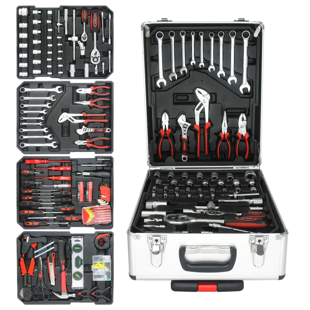 

899pcs Home Repair Tool Set:4-Drawer Rolling Toolbox - Silver,for Home/Garden/Maintenance
