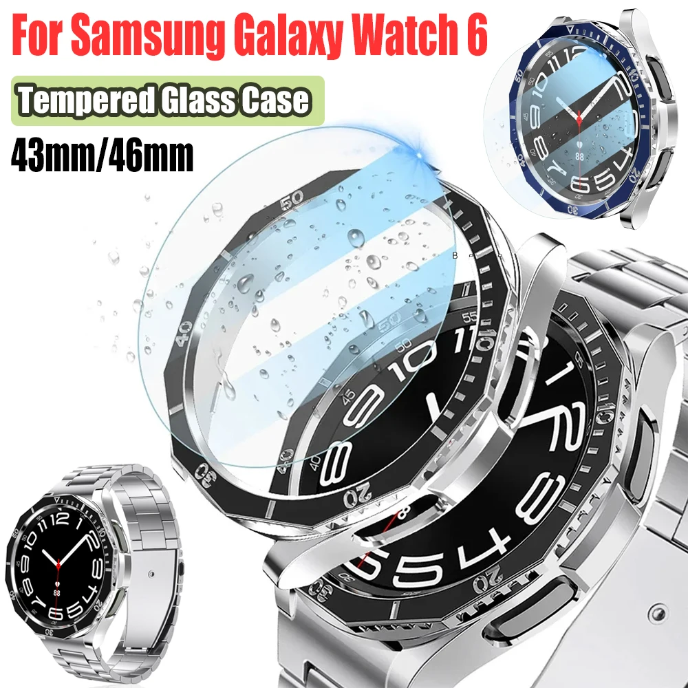 Tempered Glass Case For Samsung Galaxy Watch 6 47mm With Scale Screen Protector Cover For Galaxy Watch 6 43mm Protective Shell