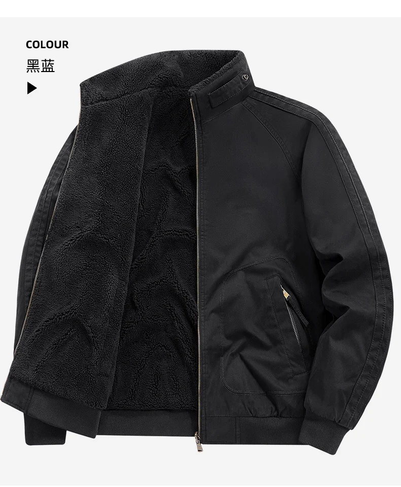 Men's Thick Padded Reversible Cotton Jacket Fleece Lined Winter Warm Casual Bomber Outdoor Daily Outerwear Parkas 26620A