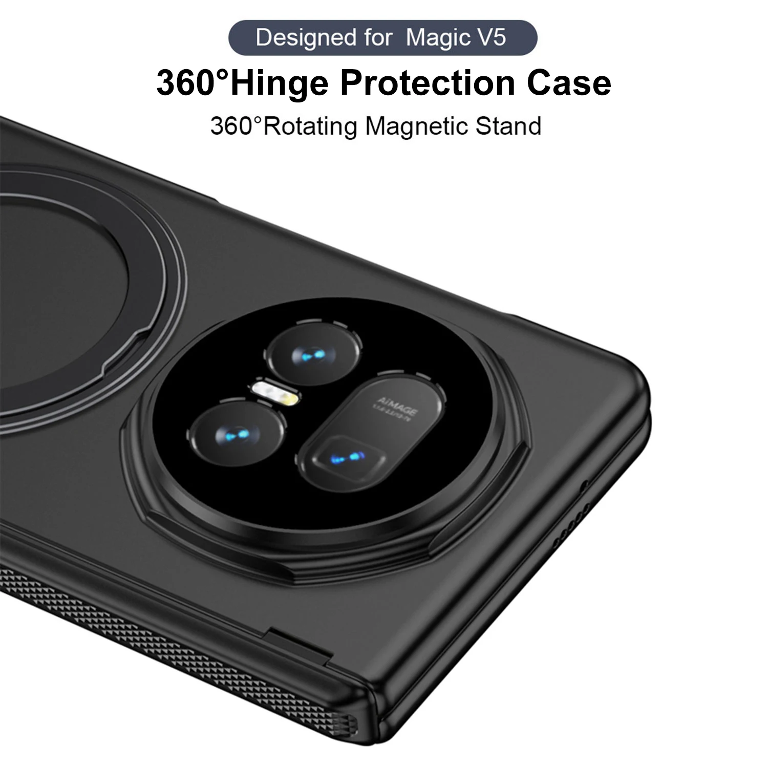 Armor Magnetic Hinge All-included Case For Honor Magic V5 Wireless Charge Ring Holder Screen Glass Matte Cover For Magic V5 Case
