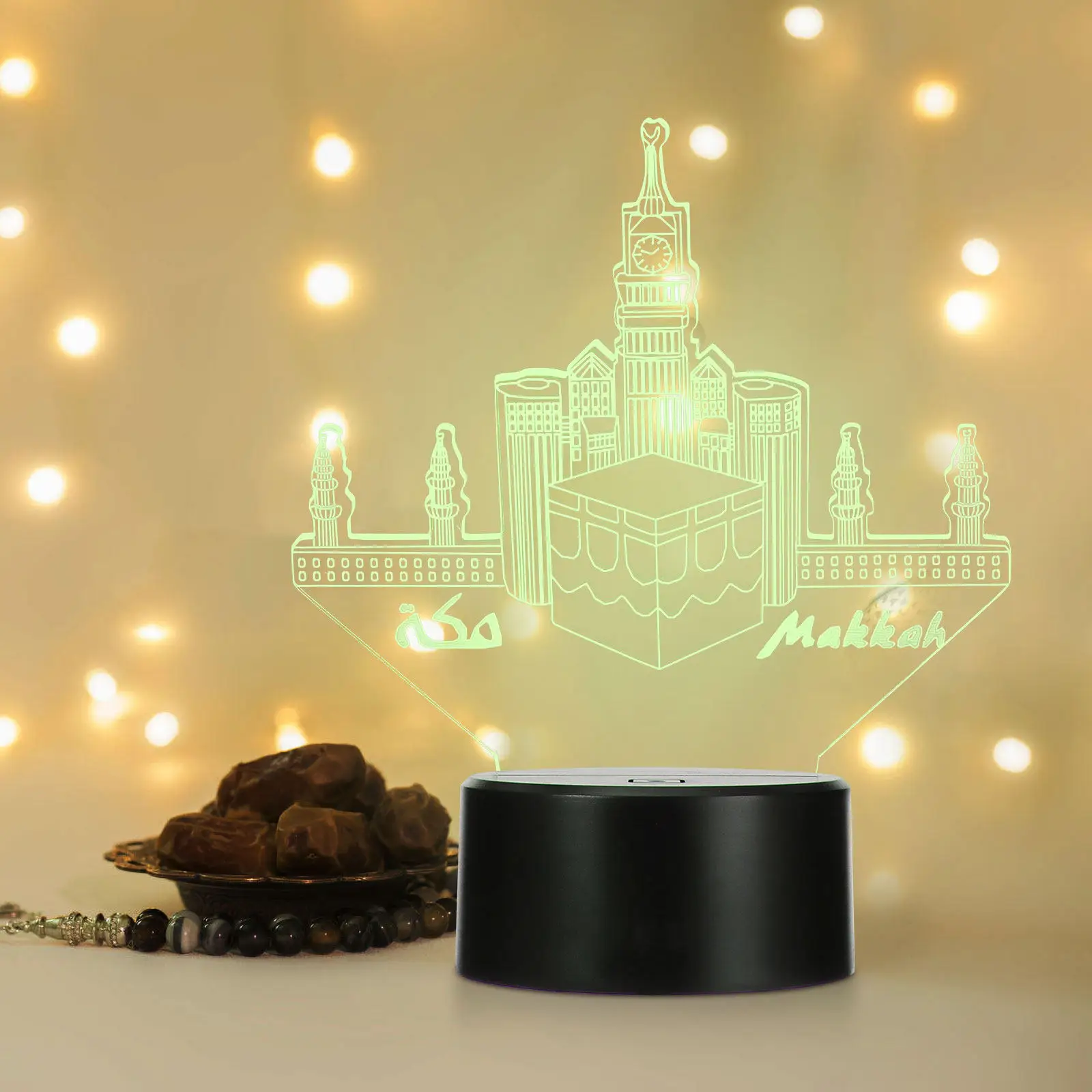 

1 шт. 3D-ночник «Здания» для Ид, разноцветный, на батарейках/USB, изысканная работа, съемная прикроватная лампа для романтической спальни