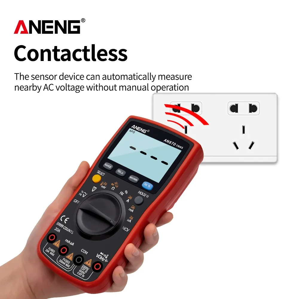 Aneng AN870 19999 Telt Non Contact Multitester True Rms Multimeters Ac/Dc Spanning Stroom Ncv Hd Backlit Scherm Testers gereedschap