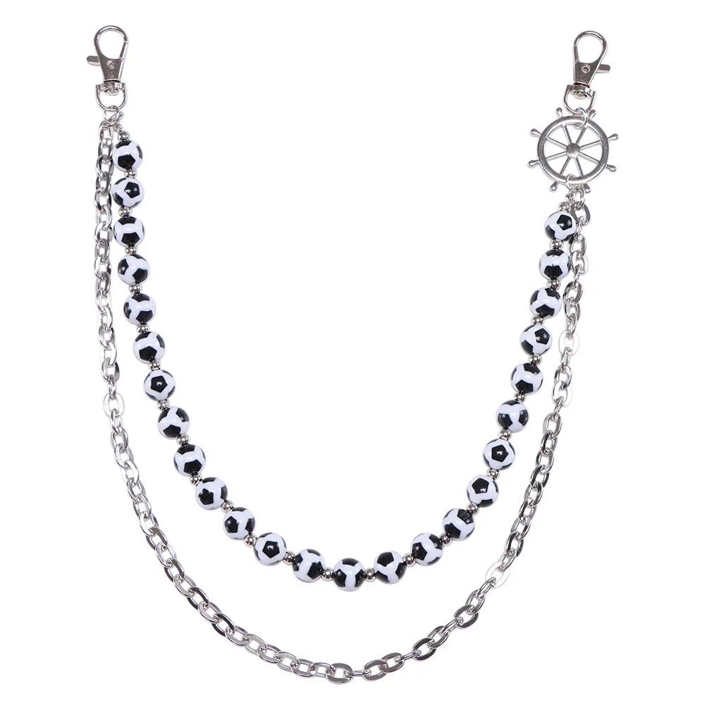 المألوف طبقة مزدوجة كرة القدم الجينز الخصر سلسلة شخصية تنوعا الراقية سلسلة بدلاية متخصصة للسراويل #4