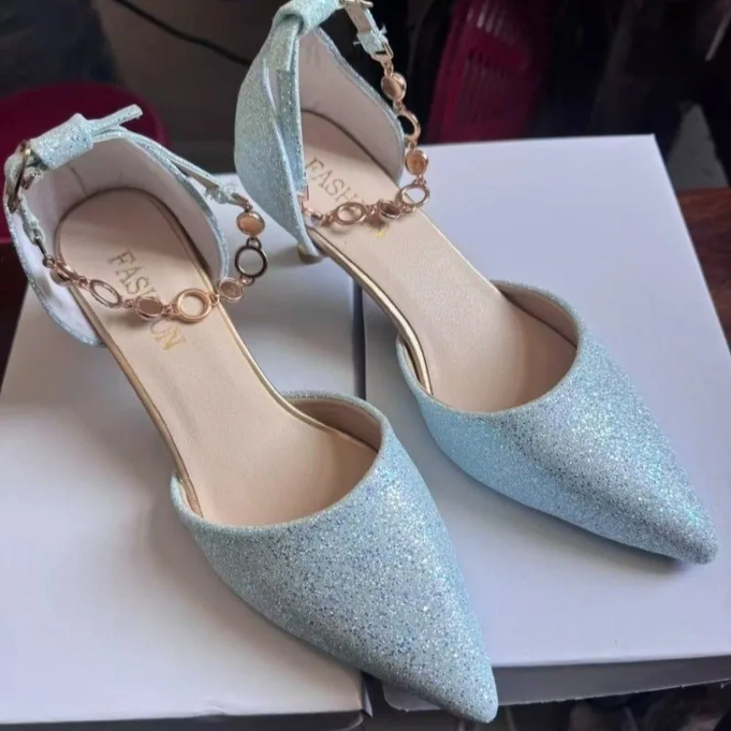 

High Heels Women's 2026 New Temperament Celebrity One Buckle Strap Stiletto Sandals