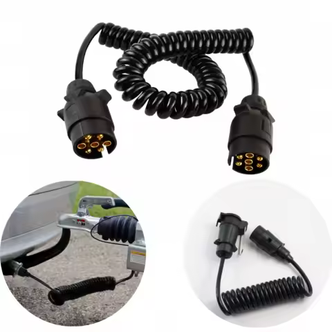 7 Pin TPU Trailer Spring Cable Male to Female Adapter RV Caravan Towing Electrical Connector 12V Wired Plug Lead