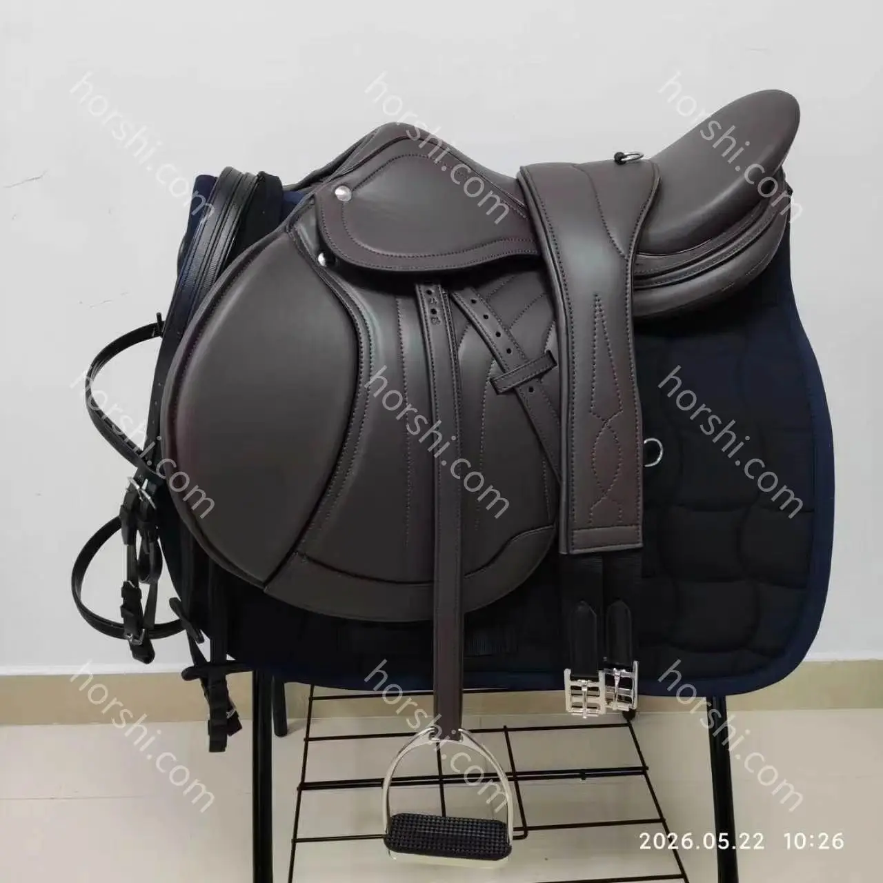8 in 1 Dark Coffee Premium Jumping Saddle, Complete Training Tack Kit, Matching Horse Riding Equestrian Accessories Set