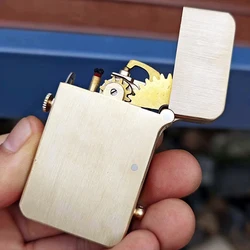 Semi-automatic Mechanical Lighter Vintage Creative Rare Brass Kerosene Lighter Unique Structure