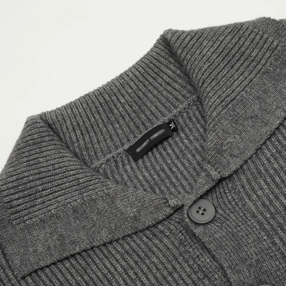 سترة صوفية ذات طية صدر السترة بلون سادة للرجال للربيع والخريف سترة محبوكة غير رسمية بأكمام طويلة موضة الشارع #3