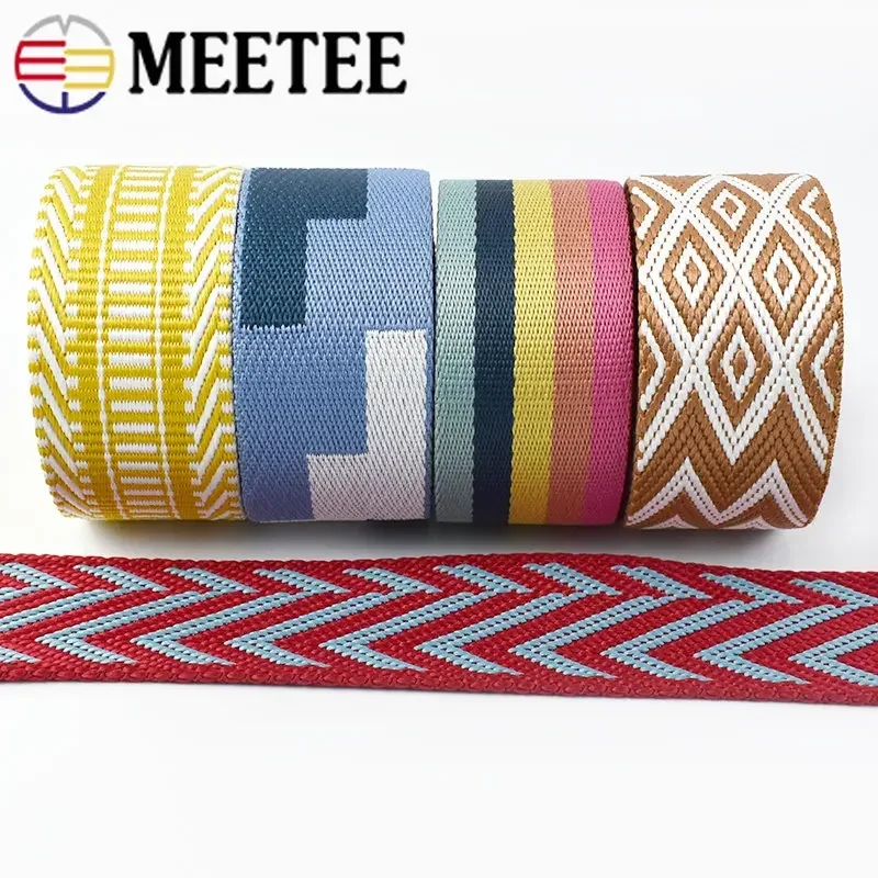 2/4M 2.2mm Thick 38/50mm Polyester Jacquard Webbing Tapes Ribbon for Strap Belt Bag Backpack DIY Sewing Biasband Accessories