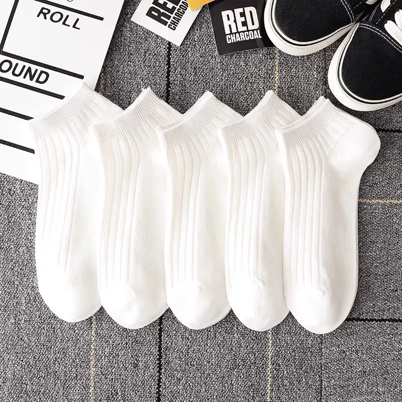 Men's Sport Socks Anti-Odor Thin Black White Boat Socks Summer Trendy Versatile Short Socks for Men Home Comfort Stockings