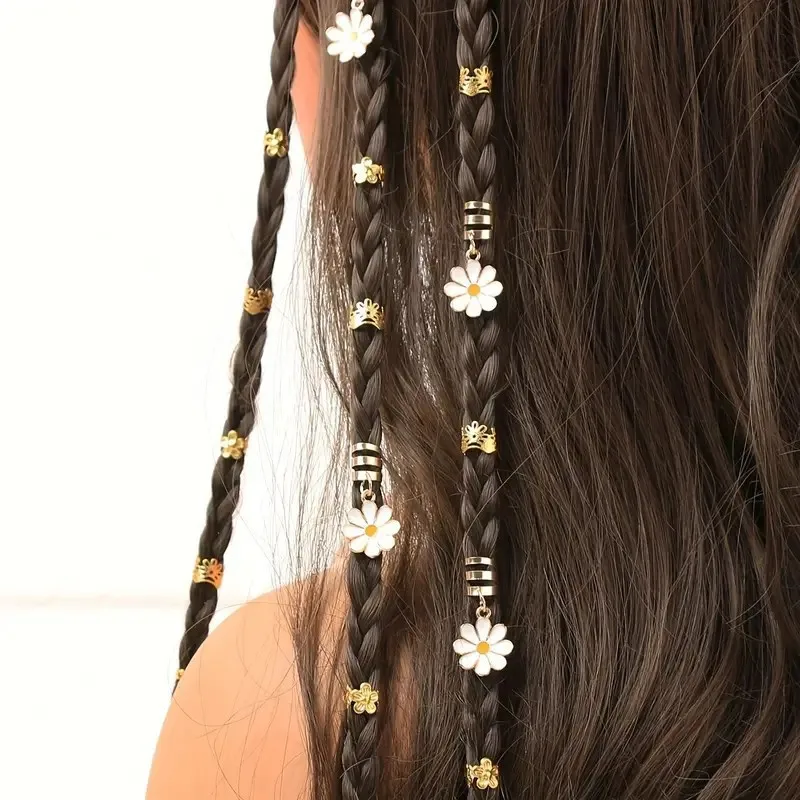 Hippie Style Hair Rings Dreadlocks Daisy Braid Hair Rings 45Pcs - Hair Accessories Locks Jewelry for Braids for Girls and Women