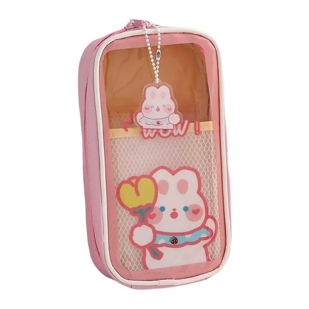 Pen Case Fashion Flower Rabbit Pen Storage Bag Large Capacity Smooth Zipper Stationery Case