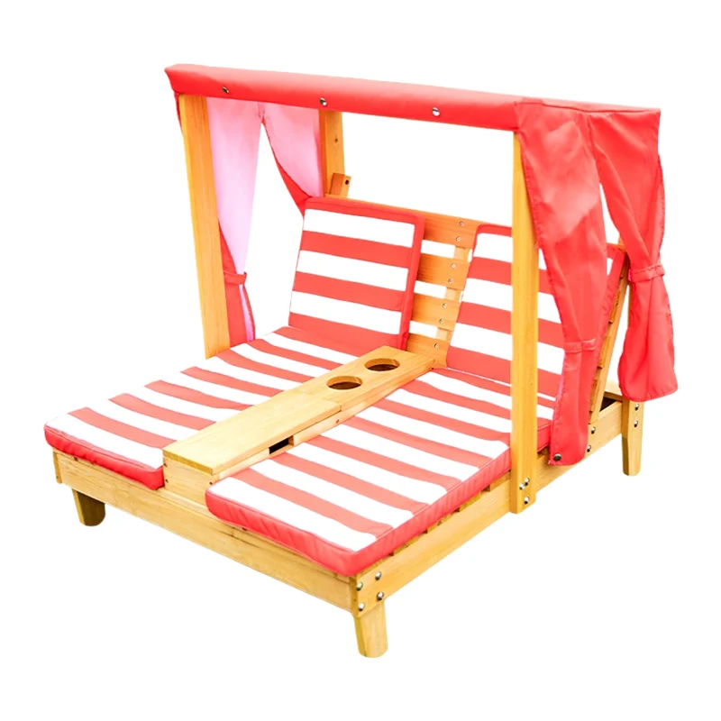 Kids Beach Lounge Chair - Outdoor Foldable Sofa With Backrest, Double Seat For Kindergarten Pet Lounging