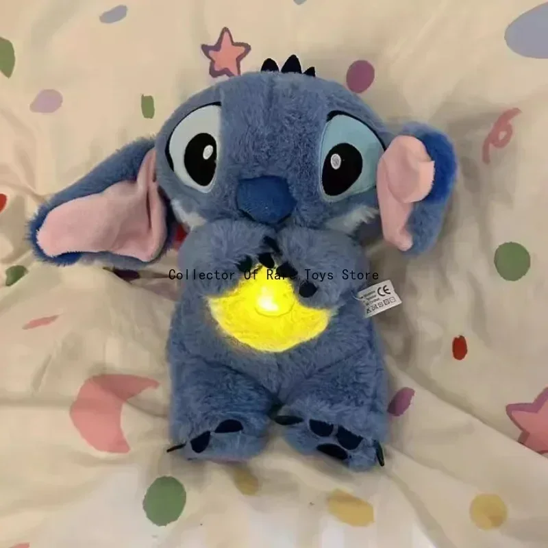 Stitch Sleep Companion Sound Beruhigende Musik Kinder Plüschtier Baby mit Airbag Atemlicht Puppe Atemfest Geschenk