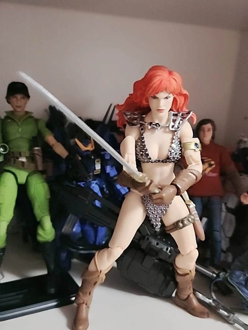 متوفر في المخزون Bfs الأصلي 1/12 نسخة سونجا الحمراء القابلة للجمع نموذج سيف ثابت حلية 6 "مجموعة كاملة جندية أنثى