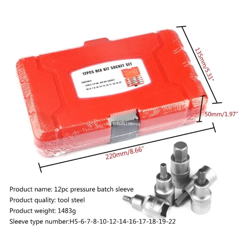 12Pcs Zoll Bit Sockel Set Allen Schlüssel Sockel Bit H5-22 Ratsche Sockel Dropship