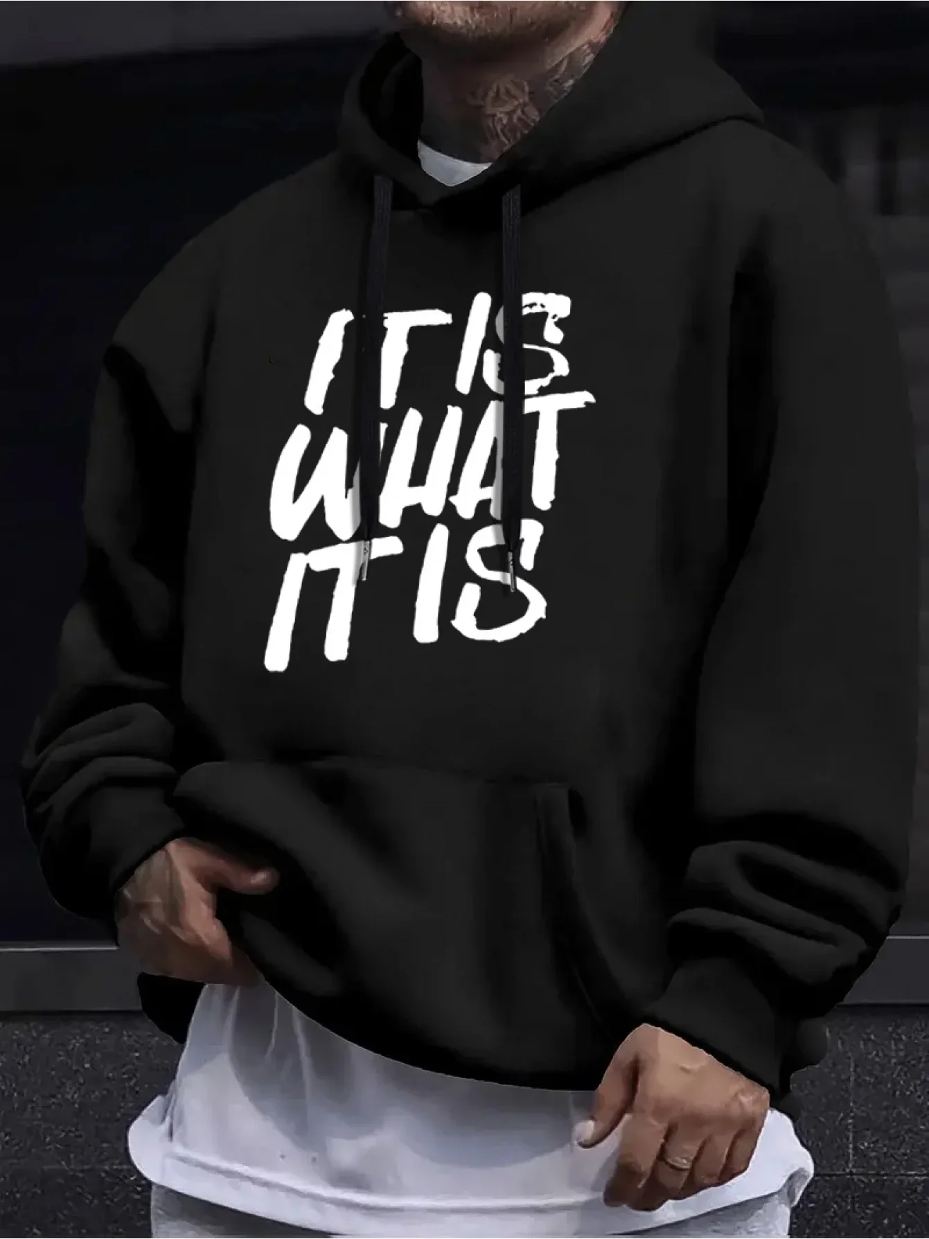 سويت شيرت رجالي بقلنسوة كاجوال بأكمام طويلة برباط لخريف وشتاء، بلوفر ناعم ومريح، ملابس الخريف والشتاء