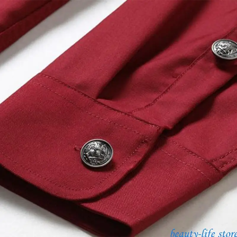 

Work Shirt for Women and Men Short/Long Sleeve Lapel Uniform Blouse with Pockets 517D