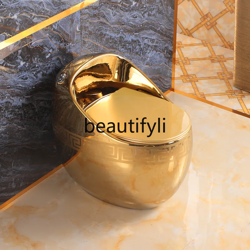Mini egg-shaped, local tyrant gold toilet, colored gold siphon toilet gold.