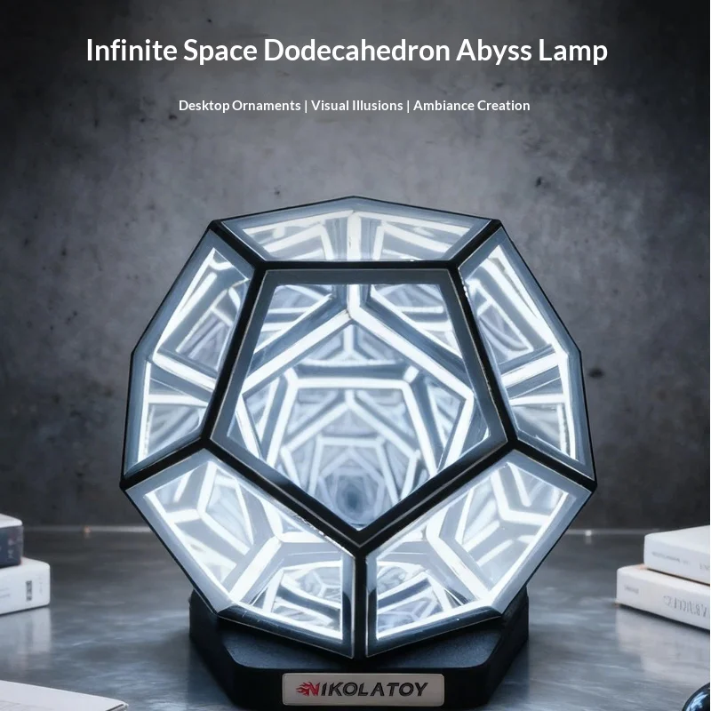 NIKOLATOY Infinity Dodecahedron LED Light Creative Desktop Ornament Ambient Decor Lamp For Home Office
