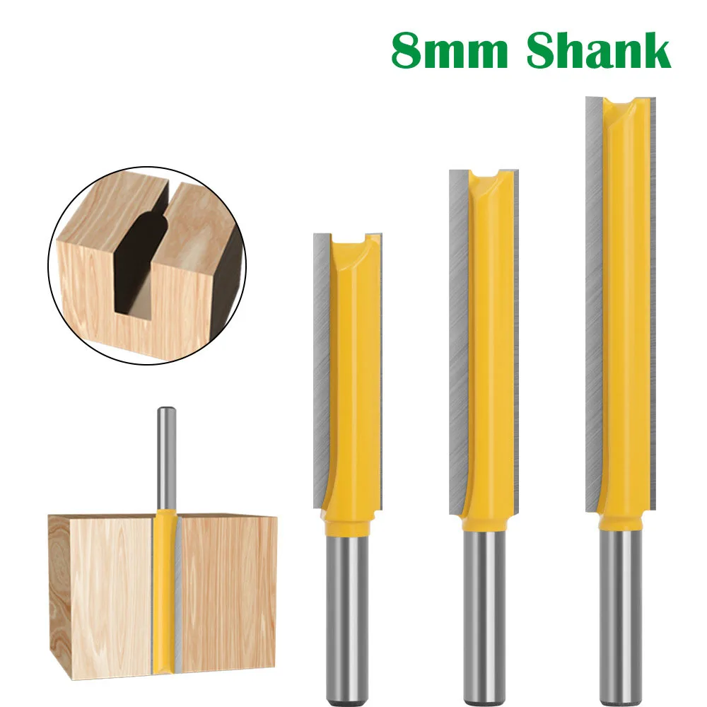 

1PC 8MM Shank Milling Cutter Wood Carving 50mm 77mm Long Straight Router Bit 1/2" Diameter Edge Woodwork Trimming Cutter Knife