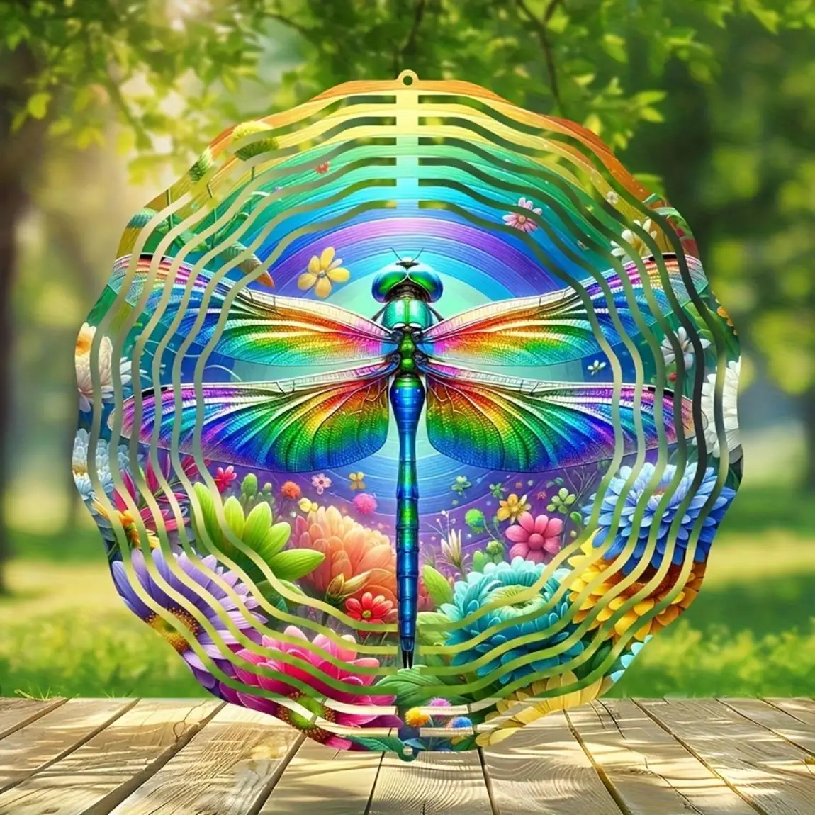 Metal Wind Spinner 3D Dragonfly Garden Decor, Colorful Kinetic Art for Outdoor Yard Patio, No Electric Gift for Mom Women