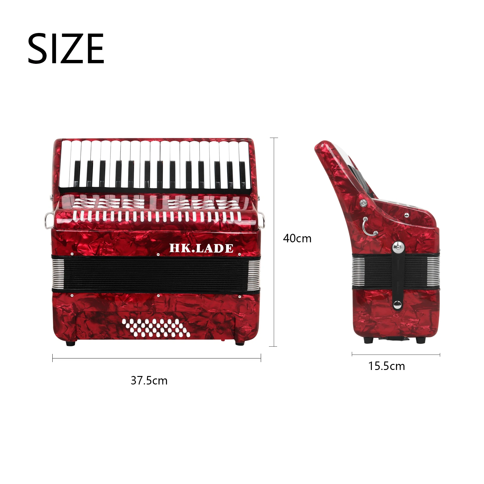 HK.LADE AH-80 32 Keys 32 Bass Accordion Pearlescent Piano Accordion Full Set with Storage Bag Shoulder Strap for Accordion Lover