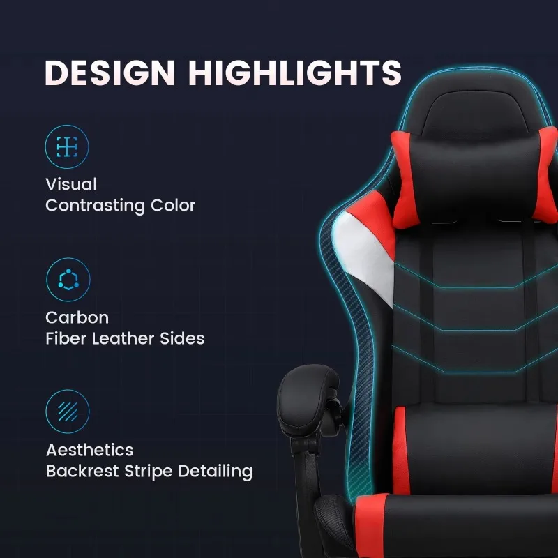 Gaming Chair with Footrest Ergonomic Reclining Office Chair Swivel Rocker, Red office chair  computer chair