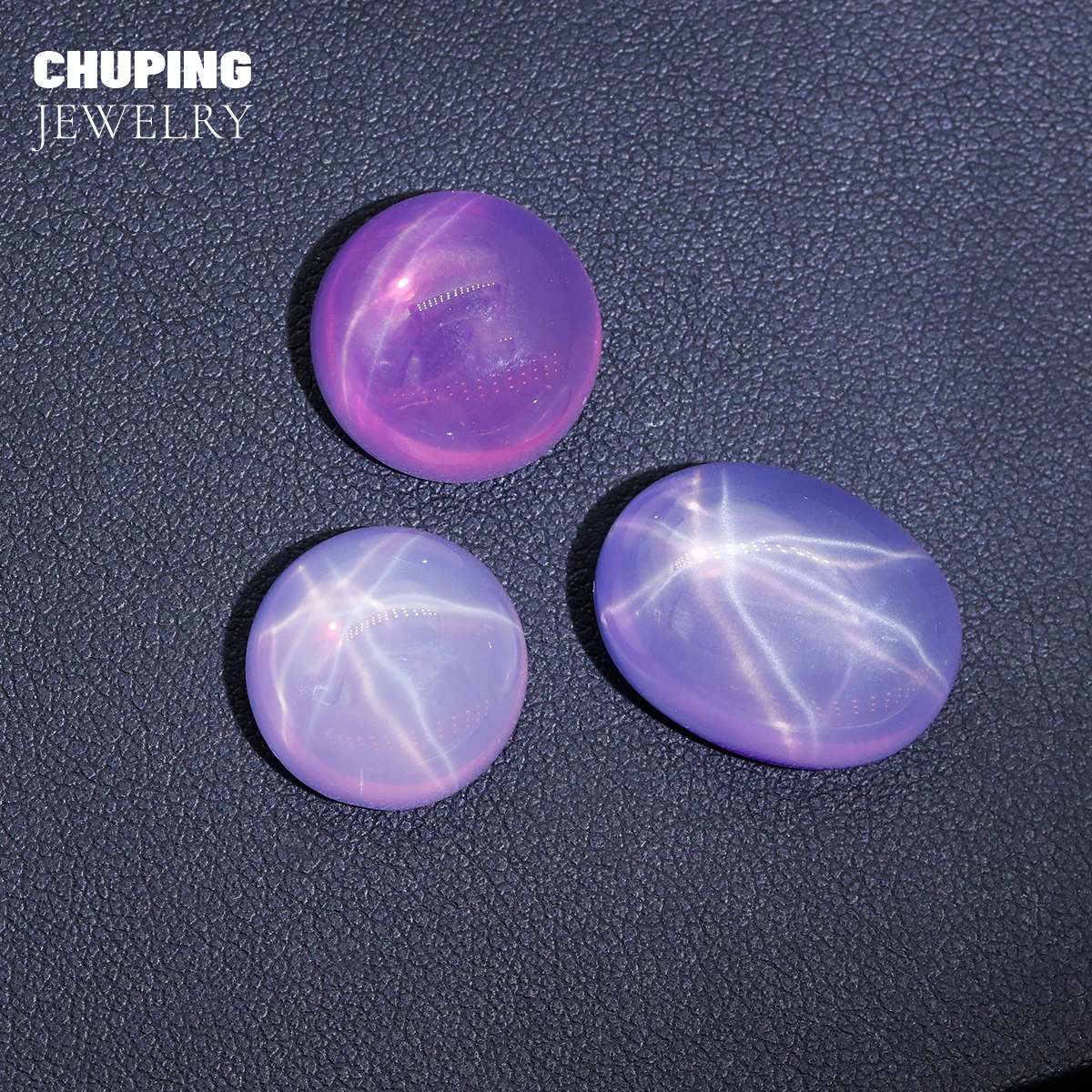 ChuPing Oval Shape Lab Grown Pink Sapphire Flat Bottom Cabochon Six Ray Star Cultivate Sapphire For Jewelry Making Loose Store