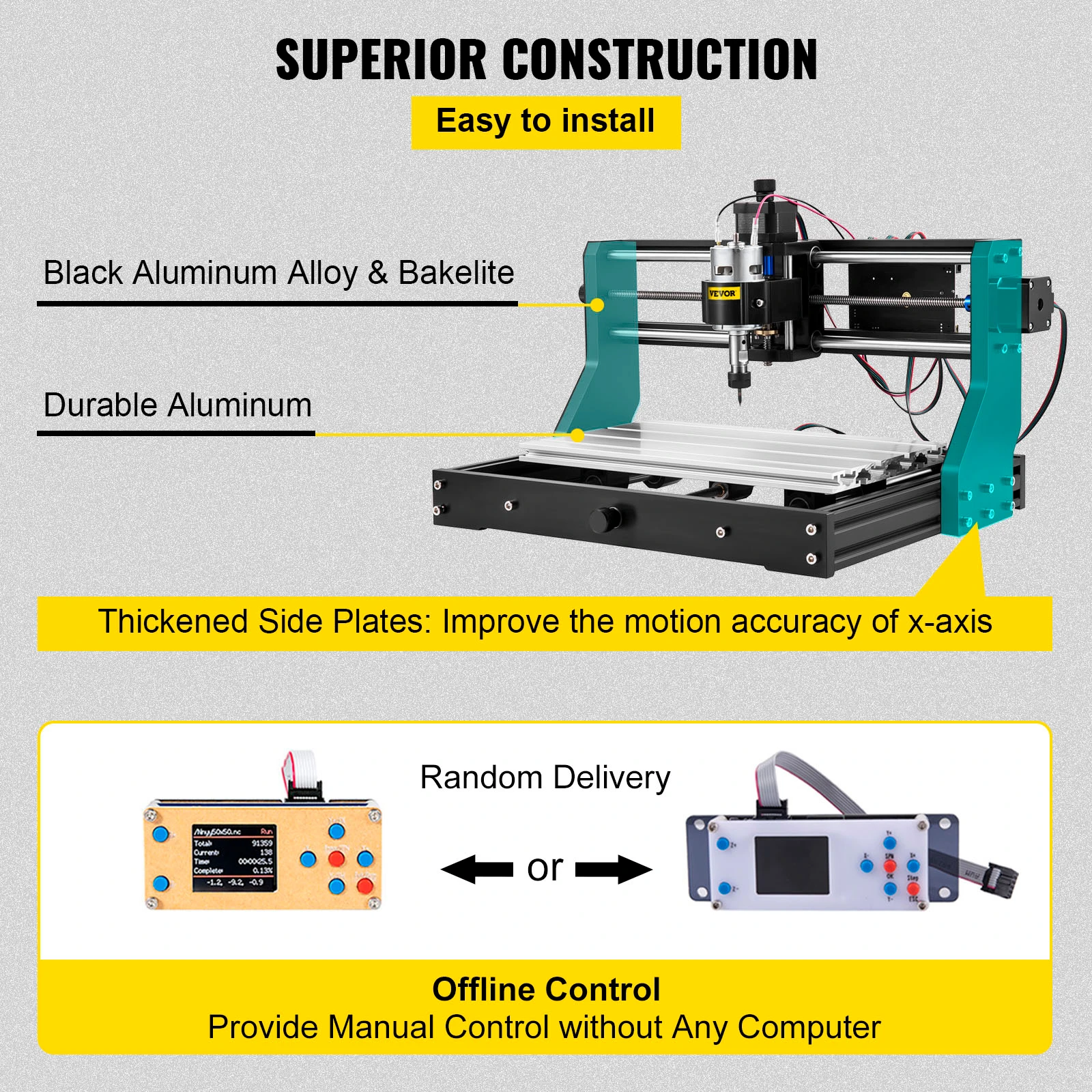 VEVOR Minigraveerder CNC 3018 Pro 300×180×45mm CNC-machine GRBL-bediening, met offline controller 3-assige graveermachine voor hout