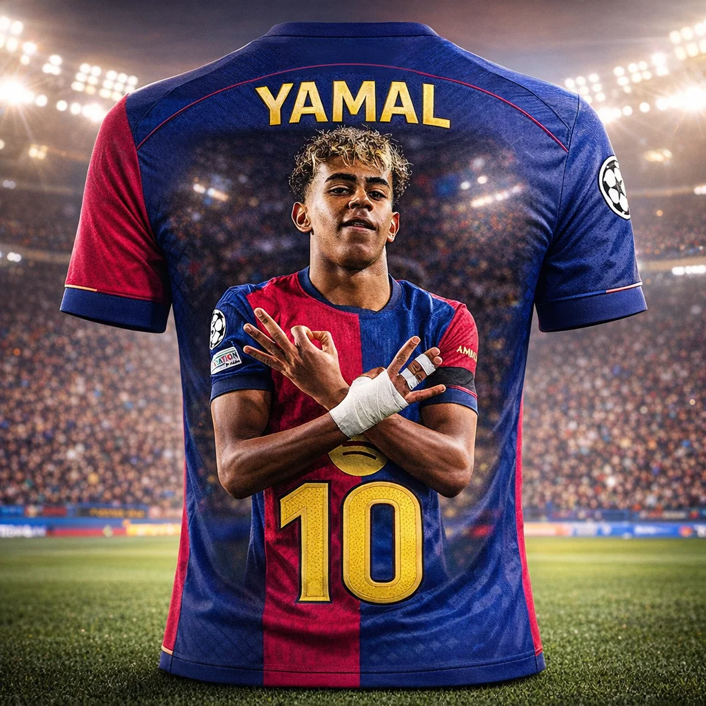 Lamine Yamal #10 Barcelona Soccer Jersey T-Shirt, Men Women Red Blue Short Sleeve Casual Football Fan Streetwear Tee