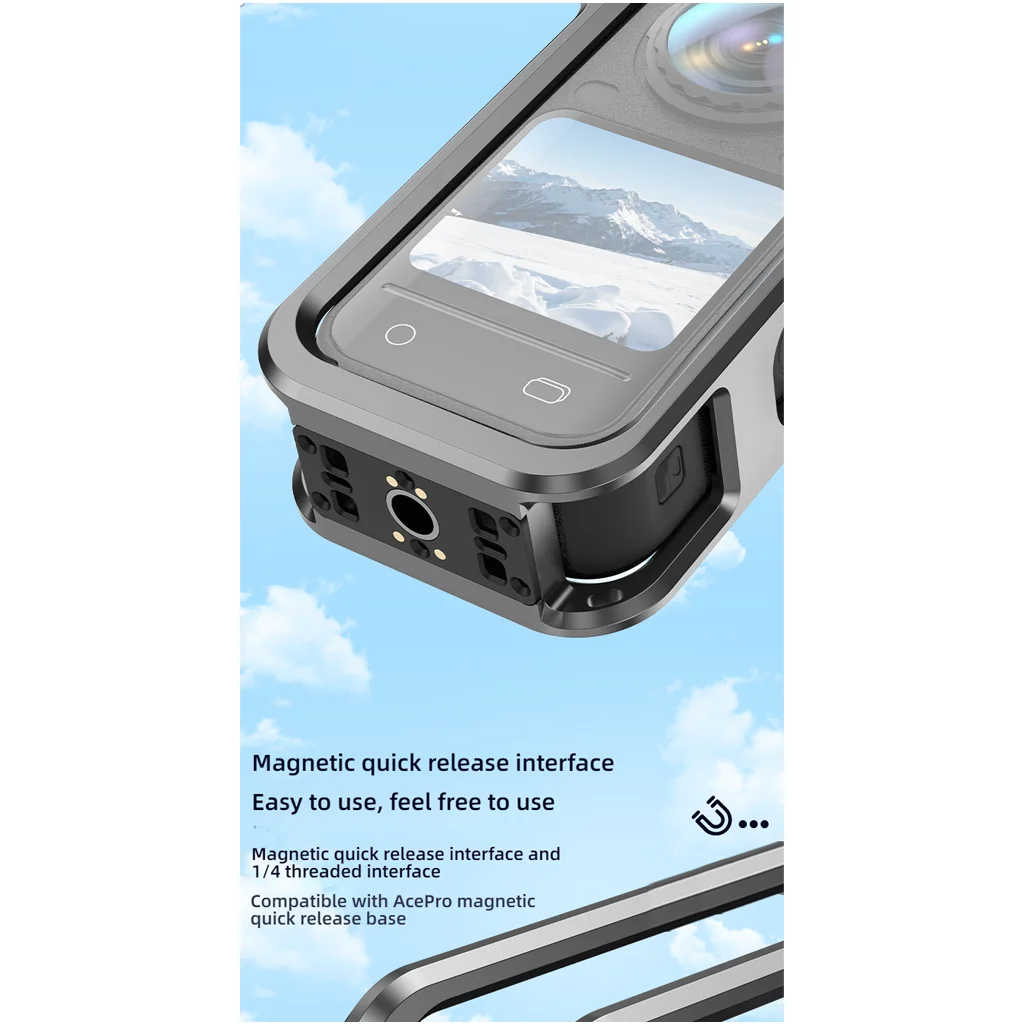 BGNing Rahmenkäfig für Insta360 X6 Metall-Schutzrahmen-Gehäuse mit 1/4"-Gewinde-Montageadapter für Insta360 X6 Kamera – Detail 5