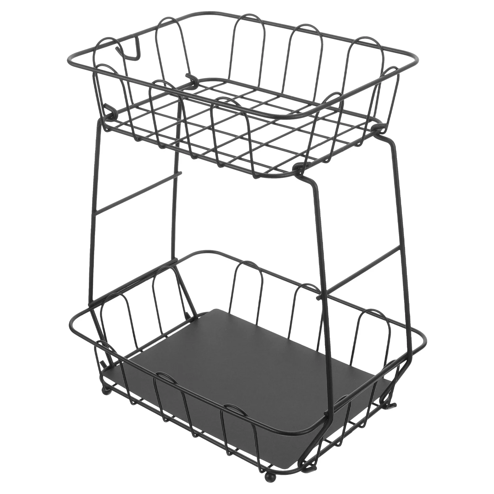 

2 Tier Black Kitchen Storage Rack Double Layer Fruit Basket Vegetable Stand ganizer Metal Detachable Food Shelf Baskets