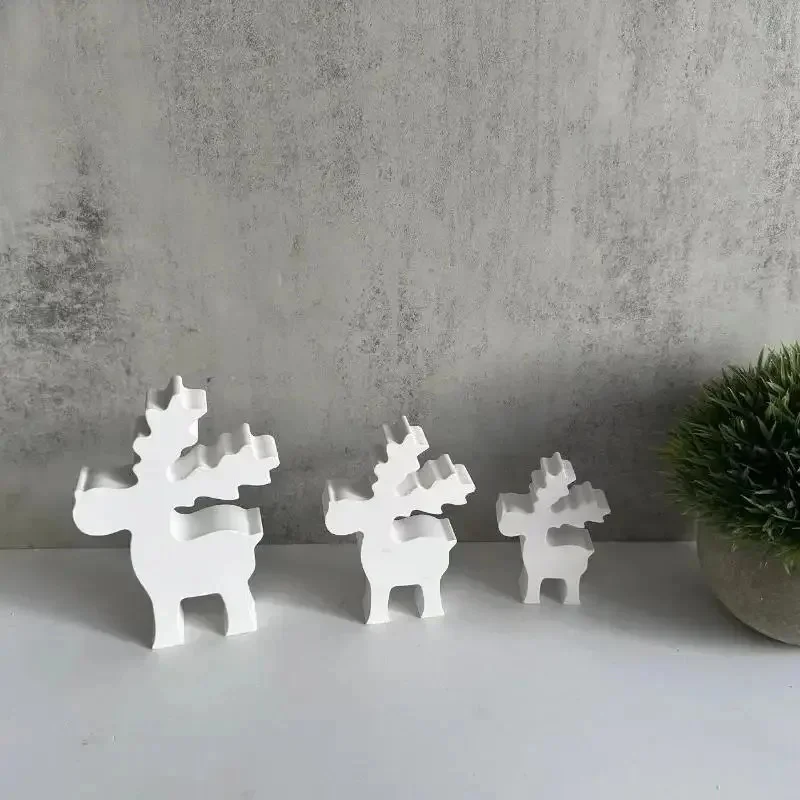 Christmas Elk Silicone Mold, Deer Ornament Mould for Scented Candle Plaster Resin, DIY Home Decor