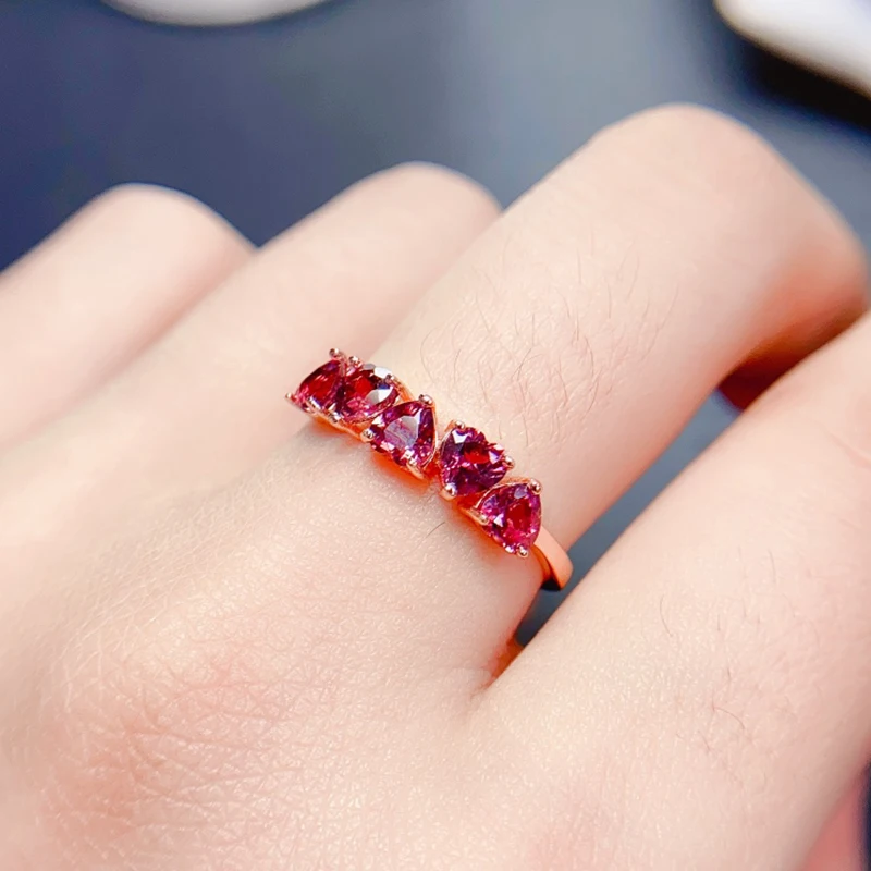 Natural Garnet ring for women silver 925 jewelry luxury gem stones 18k gold plated free shiping items Party Gift