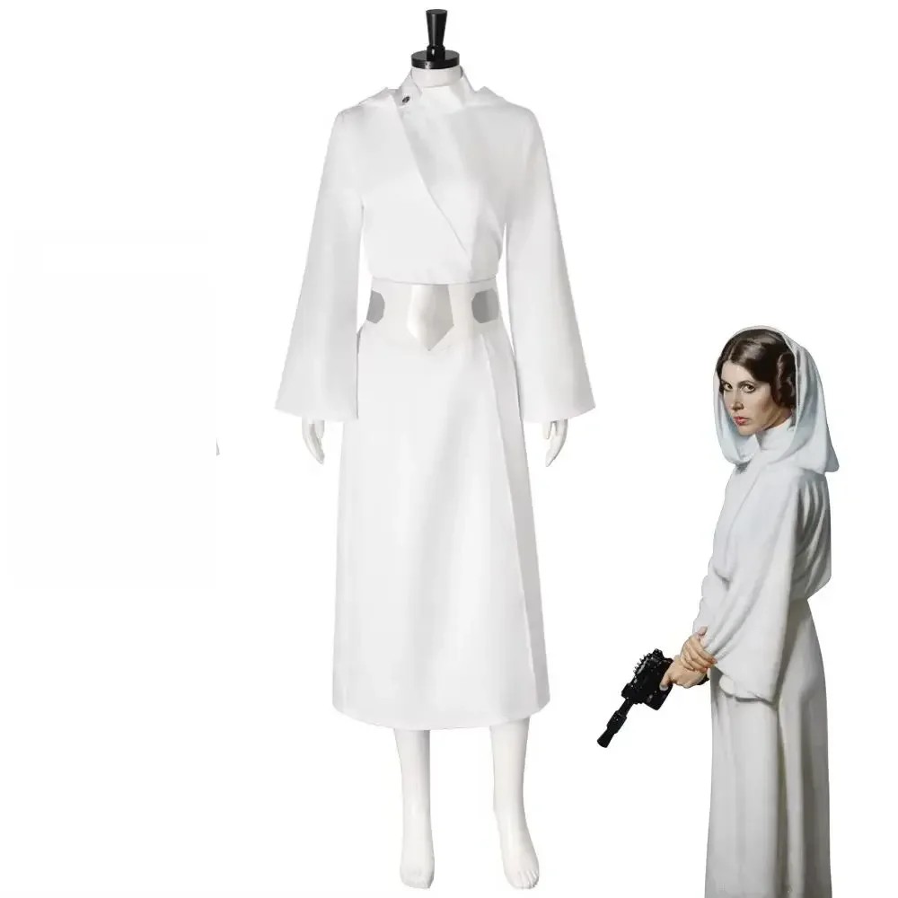 

Leia Cosplay White Robe Adult Women's Costume Movie Space Battle Princess Roleplay Fancy Dress for Party