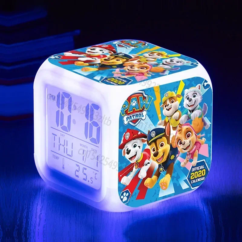 Original Paw Patrol LED Alarm-Clock Rescue Puppy Ryder Chase Skye 3D Colorful Luminous Clock Toy for Boy Girl Kids Bedroom Decor