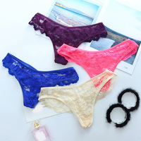 Women's panties Women's Sexy G-String Underwear Low Waist Lace Briefs Transparent Thongs Floral Sheer Knickers for Women's Thong