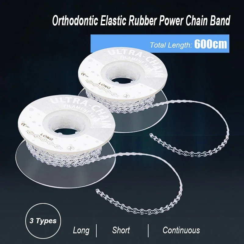 6m Length Clear Dental Orthodontic Elastic Rubber Ultra Power Chain Band Tooth Traction Continuous Spool Oral Care Tool Material