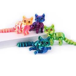 3D Printed Cute Cat Model Toys Sphynx Cat Ornament Realistic Hairless Figurine with Movable Joint Children's Funny New Year Gift