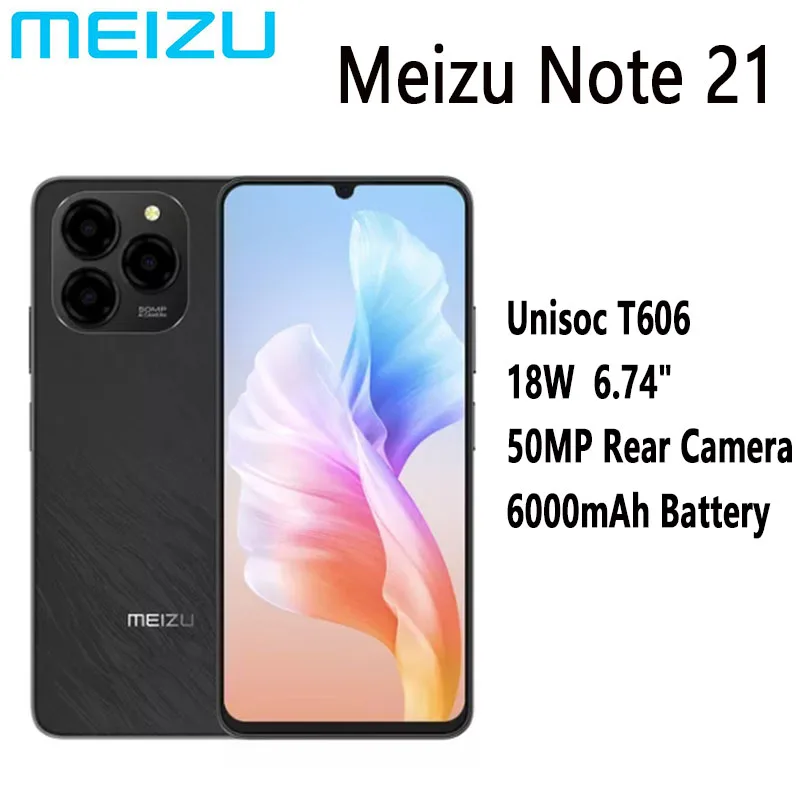 New Meizu Note 21 4G 4GB/256GB Smartphone 6000mAh Large Battery 50MP Triple Camera