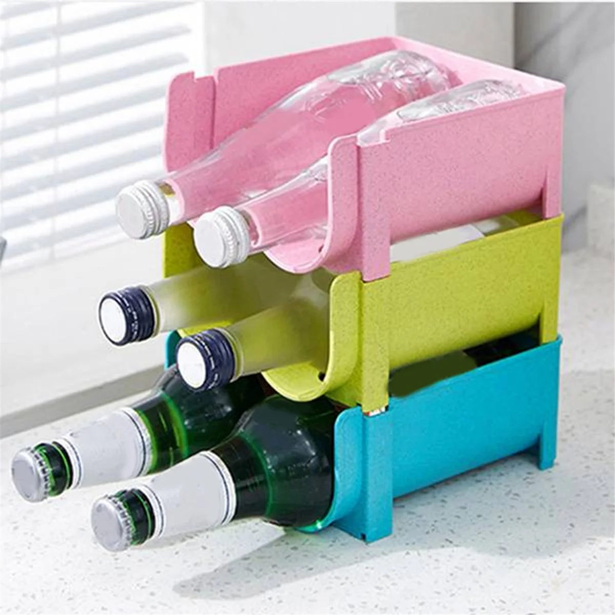 3Pcs Beer Holders Soda Can Holder Beer Holder Bottle Storage Rack Hanger Refrigerator Organizer,Blue