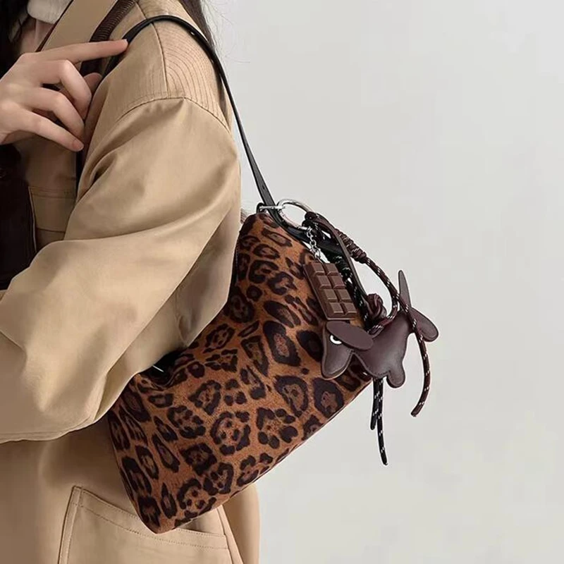 Vintage suede Messenger Bag Crossbody Bag Women Female Luxury Leopard Spice Girls Underarm bag